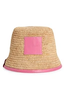 Jacquemus Le Bob Soli Leather & Raffia Bucket Hat at Nordstrom,