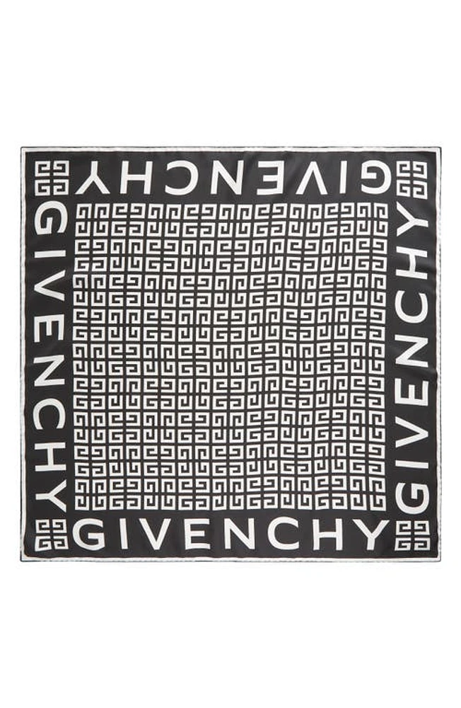 Givenchy 4G Monogram Silk Twill Square Scarf in 1-Black/White at Nordstrom