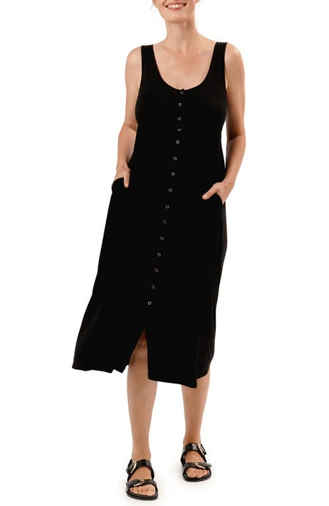 Nom Maternity Rib Maternity/Nursing Midi Dress Black at Nordstrom,