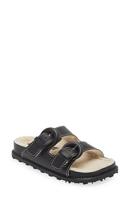 Marine Serre Faux Fur Lined Square Toe Slide Sandal in Black at Nordstrom, Size 10Us