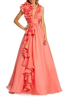 Mac Duggal Ruffle Detail Ruched Chiffon Ballgown at Nordstrom,