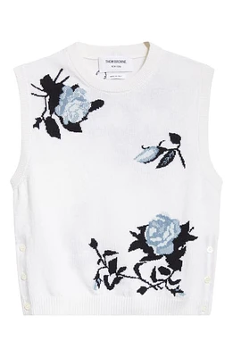 Thom Browne Blue Rose Crop Sweater Vest White at Nordstrom, Us