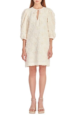 English Factory Ribbon Embroidery Tie Neck Dress Ivory at Nordstrom,