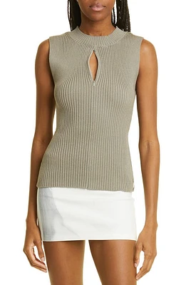 Paloma Wool Atori Zip Keyhole Organic Cotton Rib Sleeveless Sweater Dark Grey at Nordstrom,