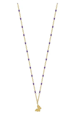 Bony Levy Kids' 14K Gold Beaded Butterfly Pendant Necklace in 14K Yellow Gold at Nordstrom, Size 15