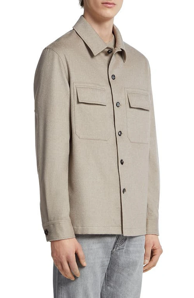 ZEGNA Oasi Cashmere Overshirt Beige at Nordstrom,