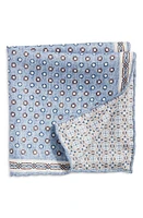 EDWARD ARMAH Neat & Arabesque Prints Reversible Silk Pocket Square in Lite Blue at Nordstrom