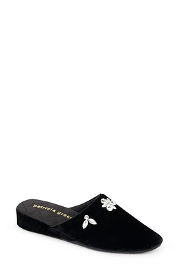 patricia green Lucille Crystal Embellished Velvet Slipper in Black at Nordstrom, Size 9