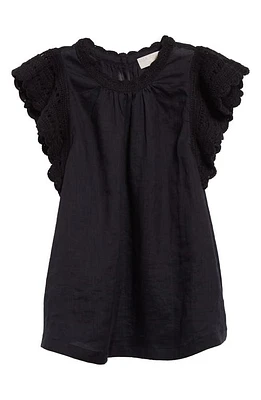 Ulla Johnson Kai Mixed Media Ramie Top Noir at Nordstrom,