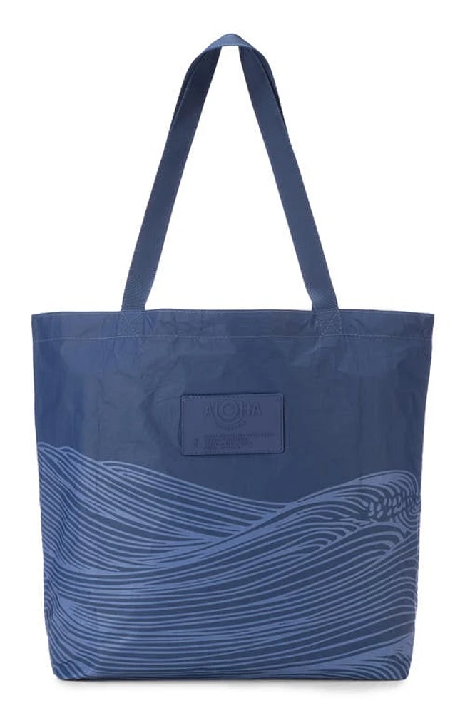 Aloha Collection Sea Reversible Splash Proof Tote in Current On Navy at Nordstrom