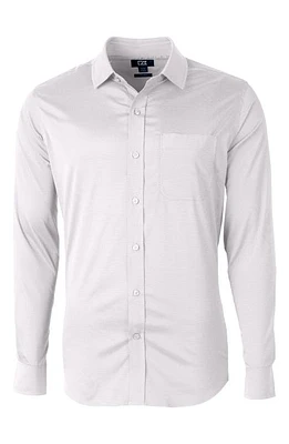 Cutter & Buck Versatech Geo Dobby Classic Fit Button-Down Performance Shirt White/black at Nordstrom,