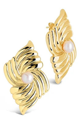 Sterling Forever Fantaisie Genuine Pearl Post Earrings in Gold at Nordstrom