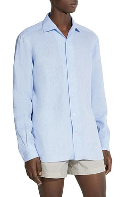 ZEGNA Oasi Linen Button-Up Shirt Light Blue at Nordstrom,