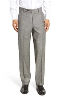 Berle Touch Finish Flat Front Plaid Classic Fit Stretch Wool Dress Pants Black/White at Nordstrom,