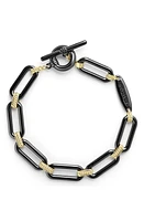 LAGOS Meridian 18K Gold & Black Ceramic Toggle Bracelet in Black/gold at Nordstrom, Size 6