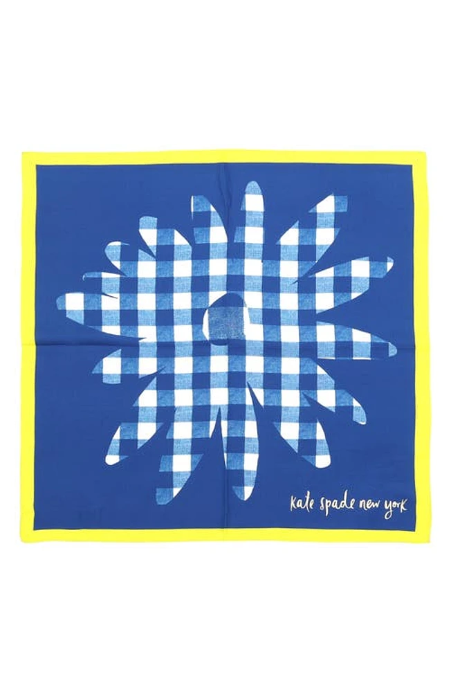 Kate Spade New York gingham daisy silk bandana in Sarah Blue at Nordstrom