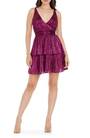 Dress the Population Tasha Metallic Plissé Minidress at Nordstrom,