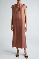 Loulou Studio Lace-Up Cap Sleeve Silk Shift Dress at Nordstrom,