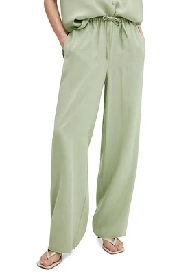 MANGO Wide Leg Drawstring Pants Green at Nordstrom,