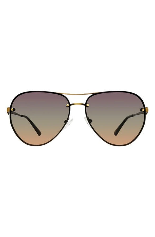 Kurt Geiger London Shoreditch 60mm Rimless Aviator Sunglasses in Gold Havana/Violet Green at Nordstrom