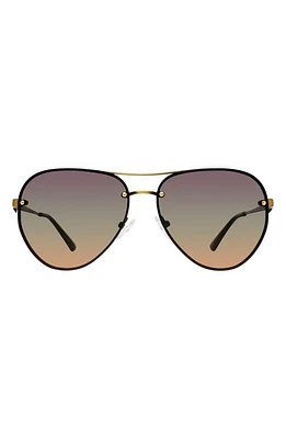 Kurt Geiger London Shoreditch 60mm Rimless Aviator Sunglasses in Gold Havana/Violet Green at Nordstrom