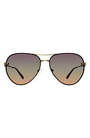 Kurt Geiger London Shoreditch 60mm Rimless Aviator Sunglasses in Gold Havana/Violet Green at Nordstrom