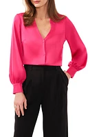 halogen(r) Collarless Satin Button-Up Shirt at Nordstrom,