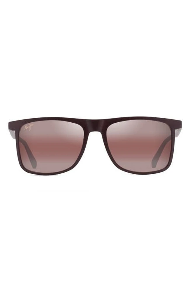 Maui Jim Makamae 56mm Polarized Square Sunglasses in Matte at Nordstrom