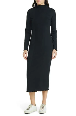 Treasure & Bond Placed Rib Mock Neck Long Sleeve Midi Dress at Nordstrom,