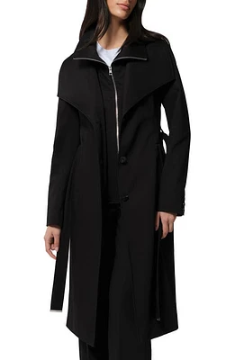 Soia & Kyo Ilana Water Repellent Bib Detail Cotton Blend Trench Coat Black at Nordstrom,