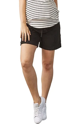 Angel Maternity Cuff Cotton Blend Shorts Black at Nordstrom,