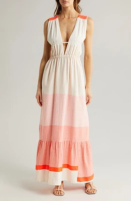 lemlem Lelisa Colorblock Cotton Blend Maxi Dress Ayele Blush at Nordstrom,