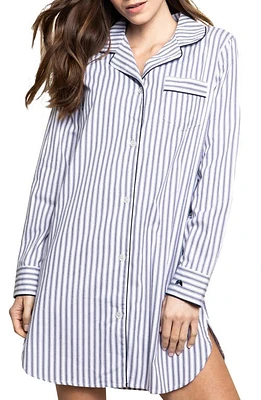 Petite Plume Navy French Ticking Stripe Cotton Nightshirt at Nordstrom,