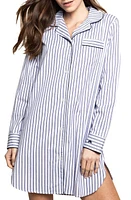 Petite Plume Navy French Ticking Stripe Cotton Nightshirt at Nordstrom,