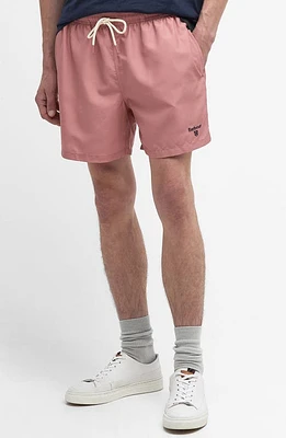 Barbour Staple Logo Embroidered Swim Trunks Pink Clay at Nordstrom,