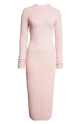 STAUD Ramona Long Sleeve Wool Blend Rib Sweater Dress Cherry Blossom at Nordstrom,