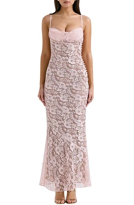 HOUSE OF CB Azzurra Metallic Lace Body-Con Gown at Nordstrom,