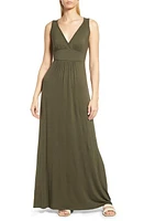 Loveappella V-Neck Jersey Maxi Dress at