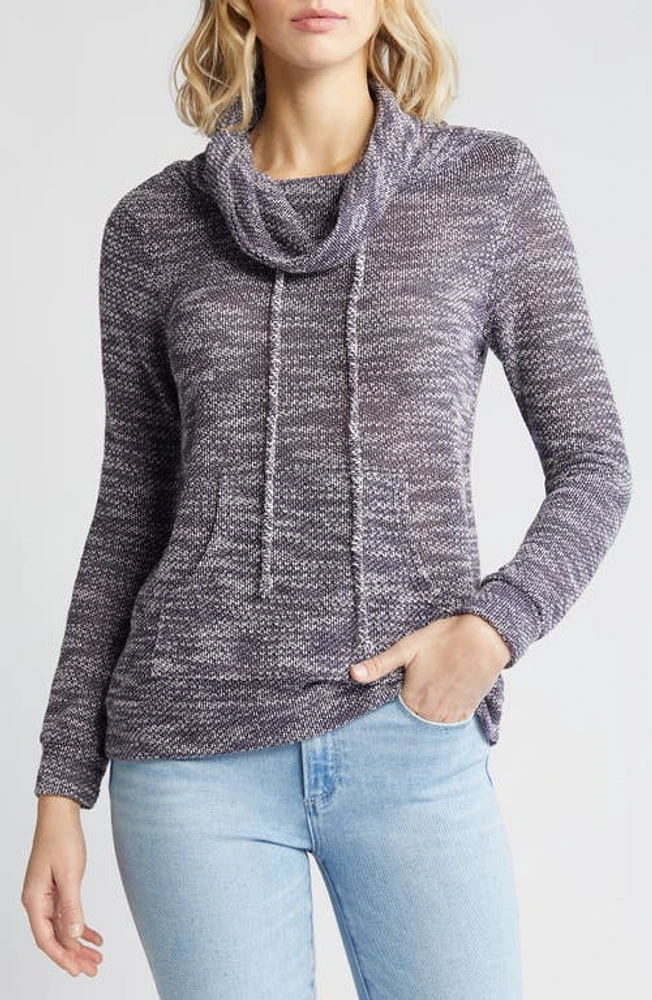 Loveappella Cowl Neck Pullover Navy at Nordstrom,