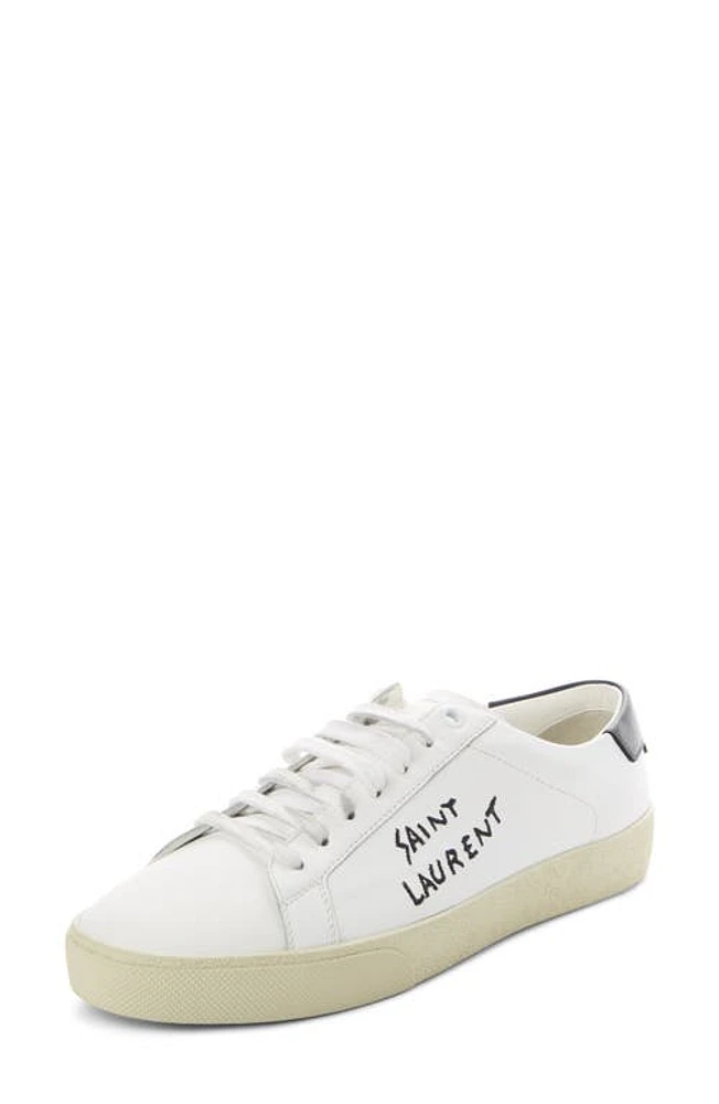 Saint Laurent Court Classic Low Top Sneaker White/Black at Nordstrom,