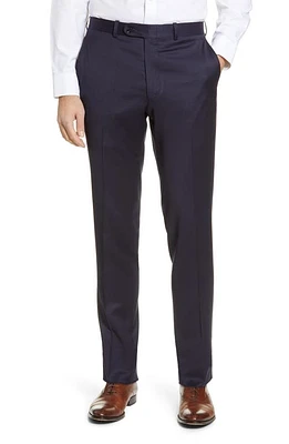 Peter Millar Harker Flat Front Solid Stretch Wool Dress Pants Navy at Nordstrom,