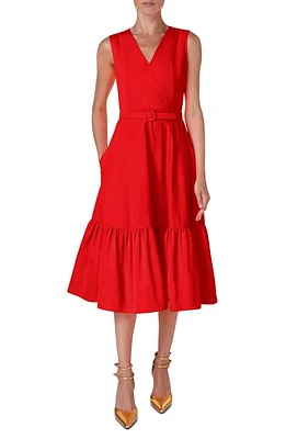 Akris punto Sleeveless Taffeta Midi Dress Red at Nordstrom,