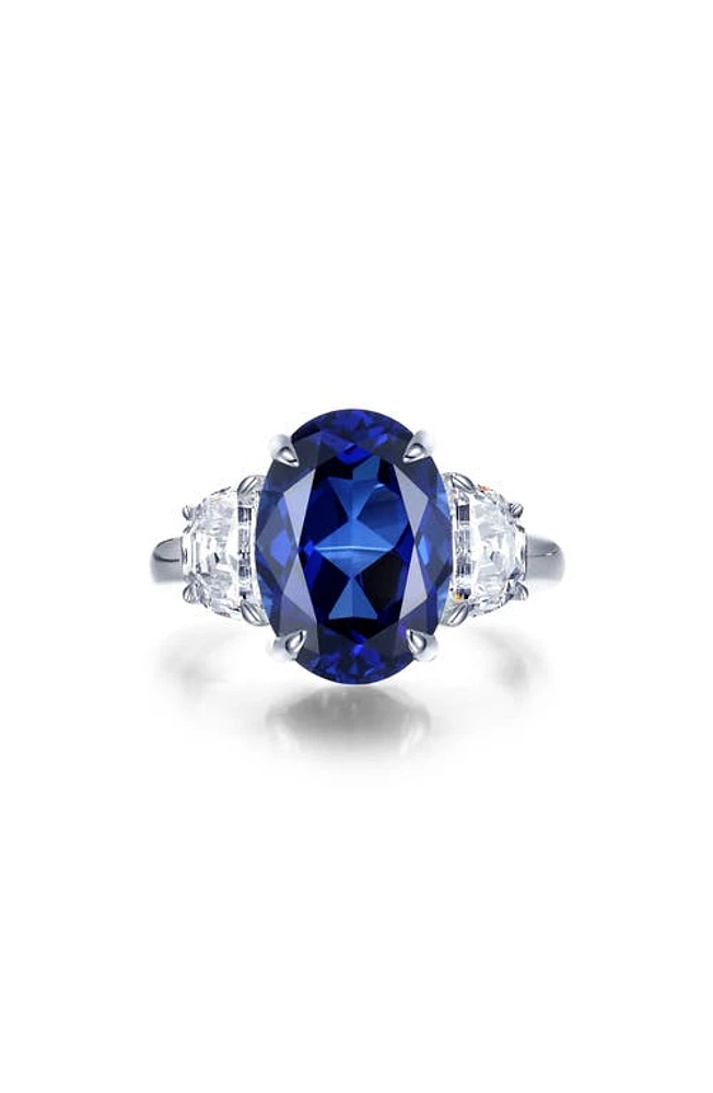 Lafonn Fancy Lab Created Sapphire & Simulated Diamond Ring in Blue at Nordstrom, Size 7