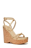 PAIGE Hazel Ankle Strap Platform Wedge Sandal Gold at Nordstrom,