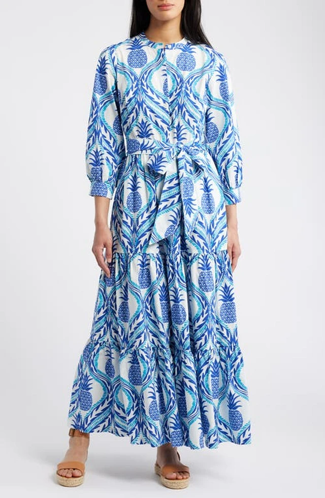 Nordstrom Boden Alba Long Sleeve Tiered Cotton Maxi Dress Surf The Web Pineapple Wave at Nordstrom, | The Summit Nordstrom Boden Alba Long Sleeve Tiered Cotton Maxi Dress Surf The Web Pineapple Wave at Nordstrom, | The Summit