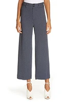 Rebecca Taylor Dot Wide Leg Ankle Pants in Navy Combo at Nordstrom, Size 14