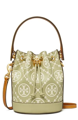 Tory Burch T Monogram Embossed Bucket Bag in Olive Spring at Nordstrom