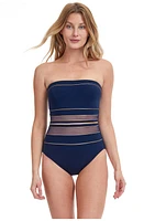 Gottex Onyx Bandeau one piece Swimsuit Navy/gold at Nordstrom,