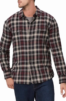 PAIGE Everett Plaid Flannel Button-Up Shirt Onyx Cosmos at Nordstrom,