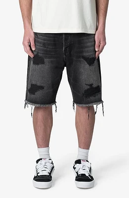 mnml Elongated Ripped Denim Shorts Washed Black at Nordstrom,